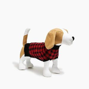 NWT J. Crew Crew Mutts Dog Sweater in Red and Black Buffalo Plaid size M/L